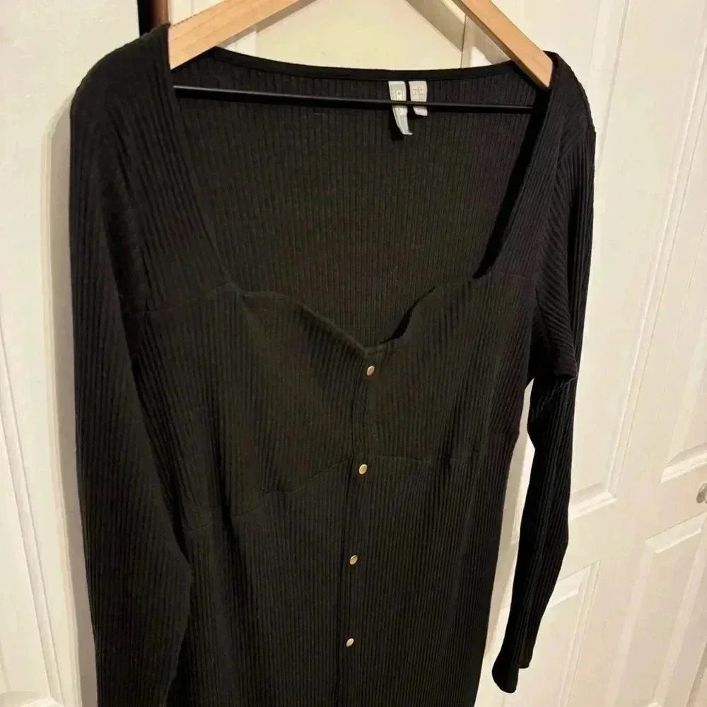 ASOS Black Maxi Dress With Square/Sweetheart  Neckline & Slits Women’s Size 16 - Picture 2 of 12